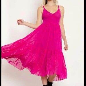 LIKE NEW Blackmilk Pokemon Hot Pink MEW SHEER MIDAXI DRESS - LIMITED Size XS